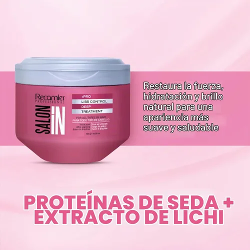 Vista 3 de Salon In de Recamier Máscara de tratamiento profundo Liss Control Cuidado del cabello con control de encrespamiento 10.58 oz / 300 g