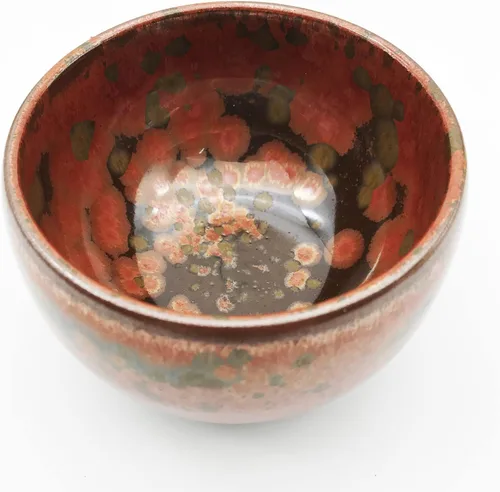 Vista 20 de Taza de té Jianzhan de porcelana negra Wujin Tenmoku Taza hecha a mano China Gongfu Cha Taza Patrón de dragón dorado