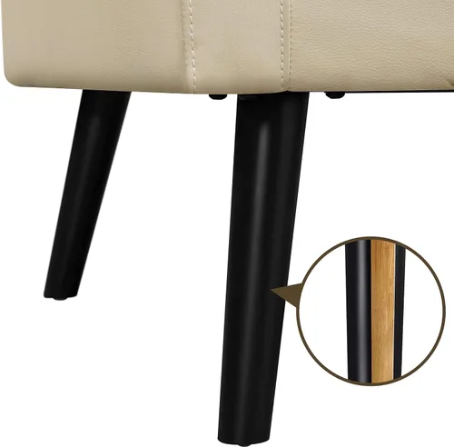 Vista 8 de Yaheetech - Sillas de acento de mediados de siglo, silla moderna tapizada de piel sintética para sala de estar, sillón acogedor con respaldo
