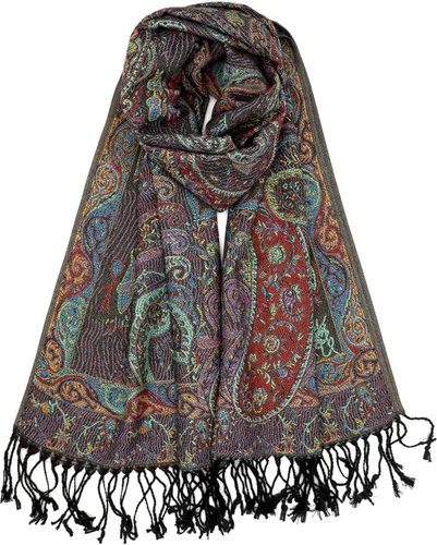 Vista 44 de Achillea Bufanda reversible de pashmina con estampado paisley – Chales y envolturas indios exóticos para vestidos de noche, festivales, todas