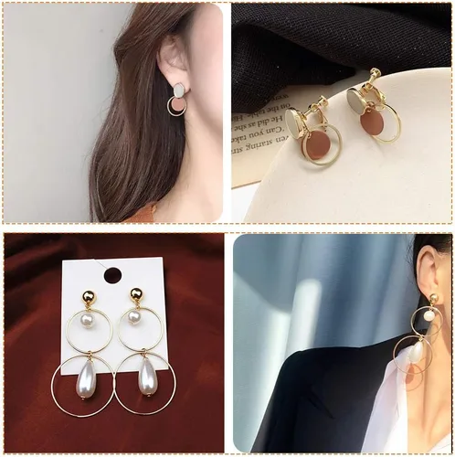 Vista 6 de 70 Uds., aretes de aro con cuentas, aretes redondos redondos, bisel abierto, marco colgante para fabricación de joyas