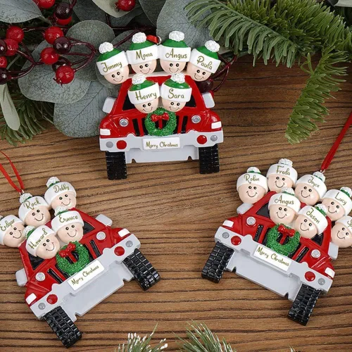 Vista 8 de Adorno personalizado para árbol de Navidad, familia de 2 nombres, adorno de Navidad con nombre personalizado para la familia (2 nombres)
