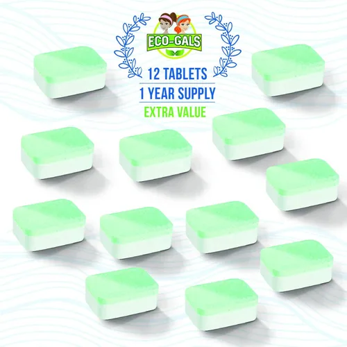 Vista 4 de ECO-GALS Scrubz & Swirlz - Paquete de limpiador de lavadora y lavavajillas sin perfume, suministro de 1 año más organizador magnético