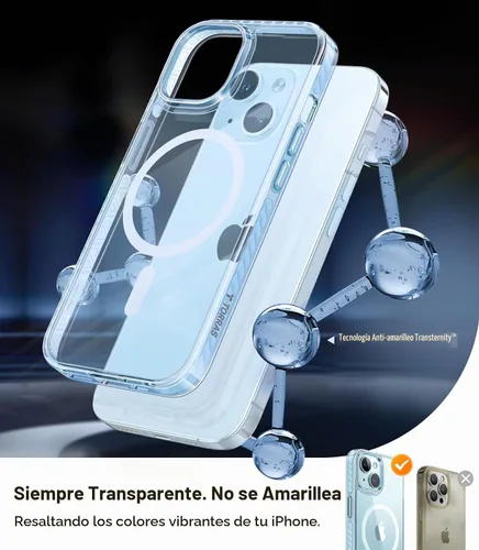 Vista 5 de TORRAS Funda magnética transparente a prueba de golpes para iPhone 15 Plus y iPhone 14 Plus, protección contra caídas de grado militar de 12 pies