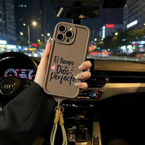 Vista 4 de God's Timing is Perfect - Funda protectora con versículo bíblico en español compatible con iPhone 17, 16, 15, 14, 13, 12, funda protectora estética