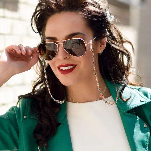 Vista 6 de Cadena de máscara para gafas, lentes de sol, lentes de lectura, retenedor de cadena, soporte de correa para gafas para mujer