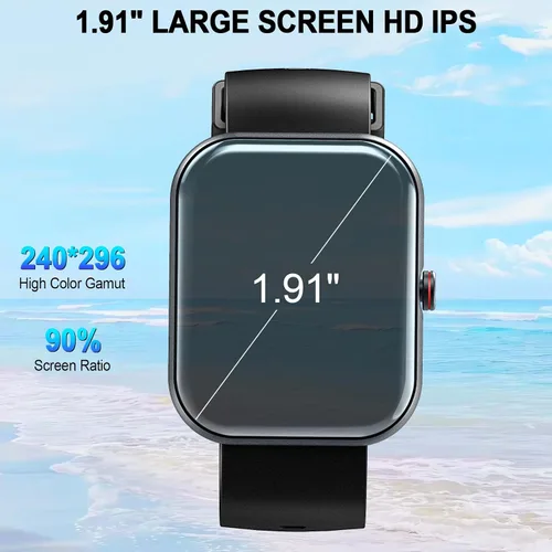 Vista 2 de Reloj inteligente para hombres y mujeres, rastreador de actividad física de 1.91 pulgadas con respuesta/hacer llamadas, IP68 impermeable, más de 110