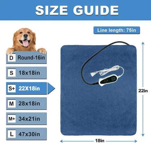 Vista 2 de Bestio Almohadilla térmica para gatos, cama térmica para perros de 22 × 18 pulgadas, adecuada para mascotas medianas y pequeñas, termostato