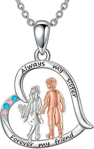 Vista 16 de Collar de Hermana de Plata de Ley - Joyería de Cumpleaños para Hermanas y Amigas