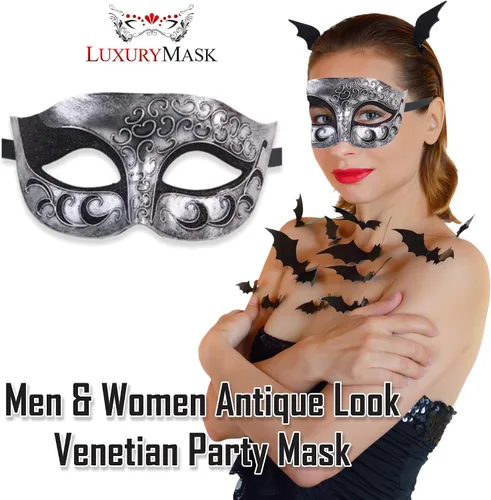 Vista 5 de Máscara de mascarada para hombre, máscara de aspecto antiguo para Halloween, fiesta veneciana, fiesta de máscaras y baile de máscaras