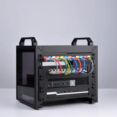 Vista 7 de GeeekPi Bastidor de servidor 4U, mini rack de red de 10 pulgadas para equipos de red, servidores, audio y video, montaje en rack DeskPi RackMate T0
