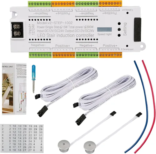 Vista 7 de Controlador de luz de escalera LED con sensor de movimiento, controlador de iluminación de escaleras de 32 canales, controlador automático de luz
