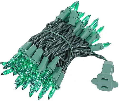 Vista 14 de Novelty Lights 11 pies 50 bombillas Luces mini tradicionales incandescentes, transparentes en cable verde con espaciado de 2.5", grado comercial