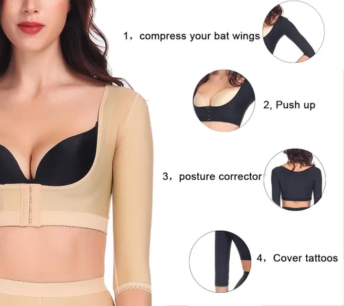 Vista 3 de Mangas de compresión de brazo para mujer moldeadores superiores más delgados postoperatorios corrector de postura moldeadores
