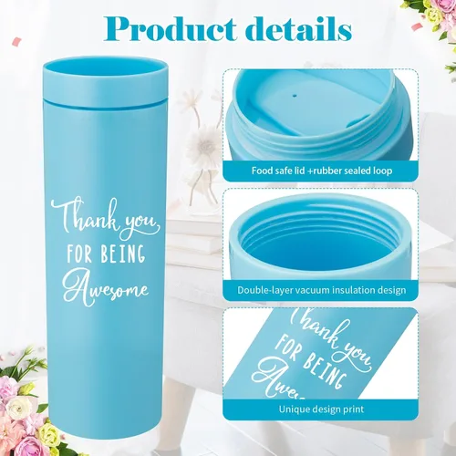Vista 3 de Roshtia Regalos de agradecimiento para empleados, regalos a granel para compañeros de trabajo, taza de regalo para mujeres, vaso delgado de 16 onzas