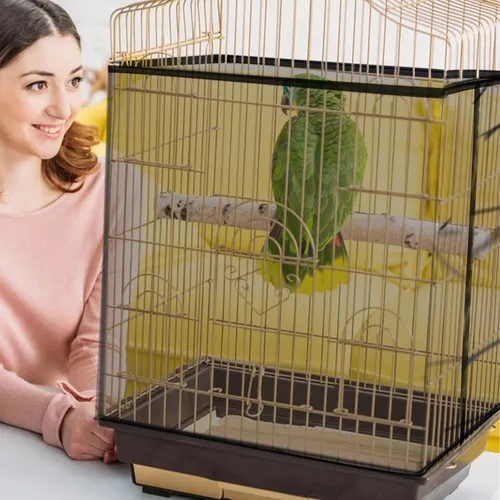 Vista 5 de Daoeny Funda para Captura de Semillas para Jaula de Pájaros, Cubierta Grande para Jaula de Pájaros, Red de Malla de Nylon Ajustable y Suave Negro