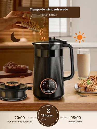Vista 6 de Máquina para hacer leche de frutos secos, 35 oz casera de soja, almendra, avena, coco, bebidas a base de plantas y sin lácteos, máquina automática