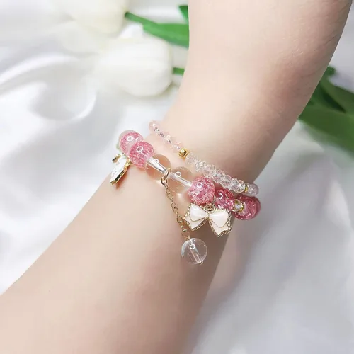 Vista 4 de Kawaii Beaded Bracelet, Cinnamoroll Crystal Bead Bracelet, Kuromi and My Melody Sanrio Bracelets, Cartoon Kawaii Elastic Beaded Bracelets, Elastic
