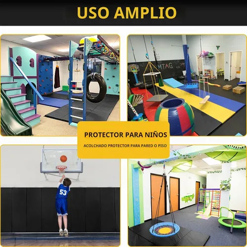 Vista 6 de Acolchado de pared para gimnasio, protector de pared para cancha de baloncesto, almohadillas protectoras extraíbles de 2 pulgadas de grosor de alta