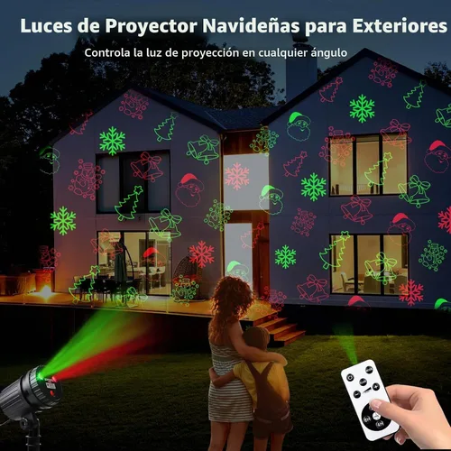 Vista 5 de Luces de proyector láser de Navidad, luces de proyección LED de 8 patrones con control remoto, proyectores de paisaje, espectáculo de estrellas
