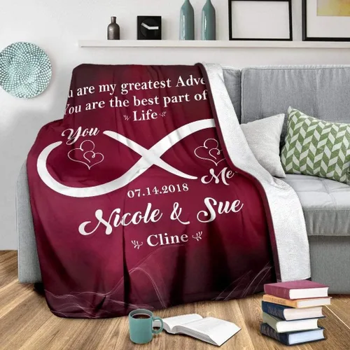 Vista 3 de Manta personalizada con texto en inglés «You & Me Infinite Love», manta para esposa, marido, novia, novio, manta para boda, aniversario, Navidad