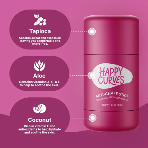 Vista 10 de HAPPY CURVES Barra antirozaduras – Protección contra rozaduras y fricción para mujeres, ideal para muslos, axilas y más – Protector de roce