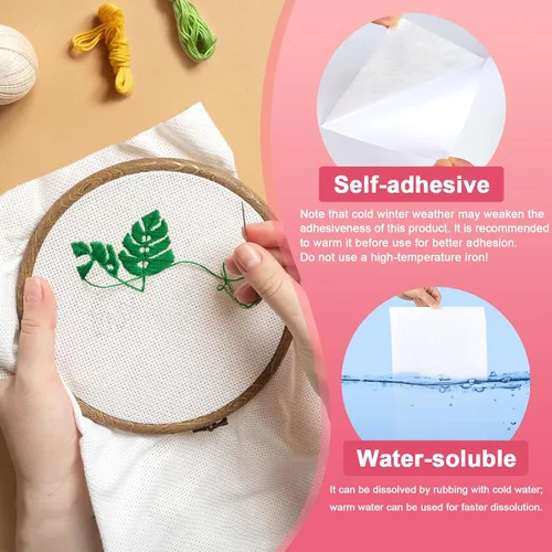 Vista 3 de NEBURORA Estabilizador soluble en agua imprimible para bordar, 5 piezas de 8.2 x 11.6 pulgadas, papel de bordado adhesivo para lavado, respaldo