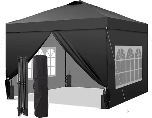 Vista 31 de GDY Tienda de campaña desplegable para exteriores de 8 x 8 pies con una configuración de empuje, kiosco de fácil instalación con 4 paredes laterales