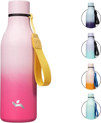 Vista 21 de Konokyo Botella de agua aislada con correa, botella de agua de acero inoxidable de 18 onzas de doble pared con aislamiento al vacío, frasco de Verde