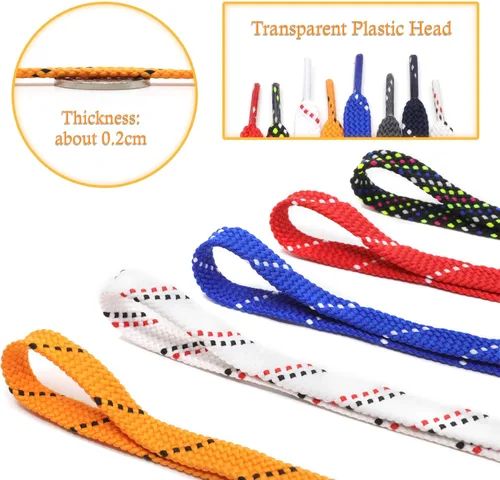 Vista 5 de DANHUA - Cordones de zapato plano multicolor con punto de sarga grueso y encaje, 2 pares