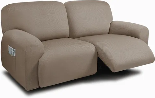 Vista 7 de ULTICOR Fundas para sofá reclinable de 8 piezas, fundas elásticas con hilo teñido para sofá reclinable de 3 cojines, gruesas, suaves y lavables Gris