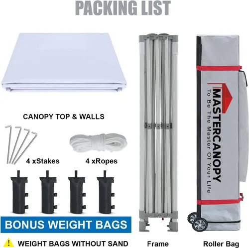Vista 4 de MASTERCANOPY Carpa Plegable Resistente con Paredes Laterales (10x15, Blanco)