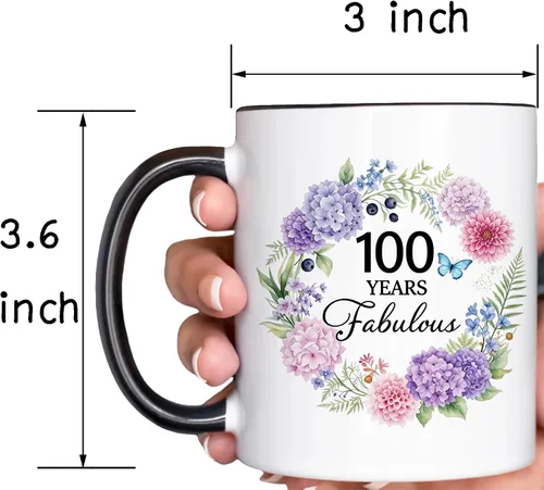 Vista 3 de 100th Birthday Coffee Mug, 100 Years Fabulous Gift for Women 11oz