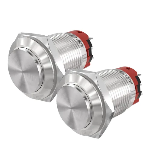 Vista 8 de APIELE - Interruptor de botón con pestillo de 0.748 in, impermeable, acero inoxidable, parte superior plana de 12 V, 24 V, 36 CC 110 V, 250 V, CA