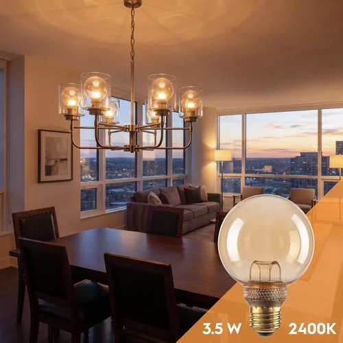 Vista 2 de Bombilla Edison regulable E26 Vintage Round LED Light Low Lumen Ámbar G80