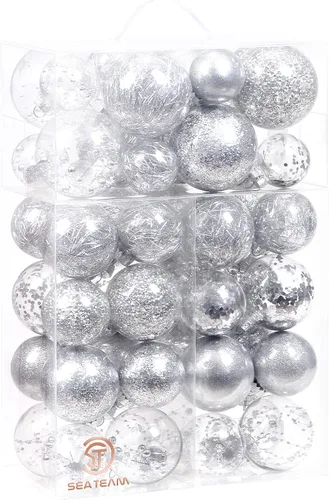 Vista 63 de Sea Team Juego de bolas de Navidad de plástico transparente, inastillables, varios tamaños, bolas decorativas de Navidad con decoraciones delicadas