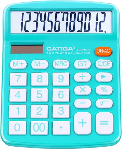 Vista 12 de CATIGA CD-2786 - Calculadora de escritorio de 12 dígitos con pantalla LCD grande y botón sensible, energía solar dual y batería, función estándar