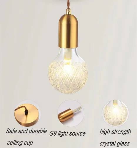 Vista 5 de Bedroom Glass Shade Small Pendant Lighting, Adjustable Ceiling Hanging Mount Lamp Compatible with Dinning Room Hallway Cafe Cloakroom Suspension