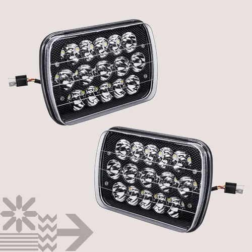 Vista 7 de Bombilla led universal de 7" x 6", 45 vatios, para enchufar y utilizar, eficiencia energética, resistente, faro delantero cuadrado o rectangular
