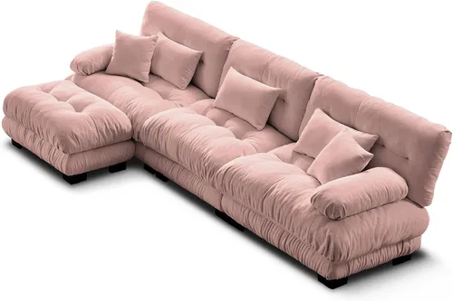 Vista 76 de Sofá Seccional Modular Extragrande de 93.7 pulgadas, Sofá de Dos Plazas Cloud Couch con Almohadas y Cojín Extra Grueso para Sala de Estar, Cine