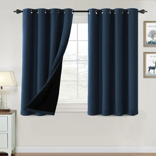 Vista 138 de H.VERSAILTEX Cortinas 100% de opacidad para dormitorio, con aislamiento térmico, cortinas opacas de 63 pulgadas de largo, cortinas de bloqueo