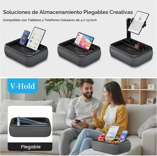 Vista 3 de V-Hold - Soporte de almohada para tableta, soporte de almohada Kindle con cuenco para aperitivos, soporte para tablet para regazo en la cama