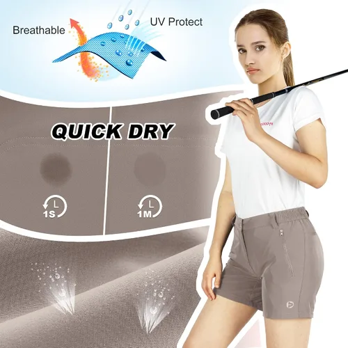 Vista 2 de 33,000ft Pantalones cortos de golf para mujer, de 5 pulgadas, elásticos, de secado rápido, con bolsillos