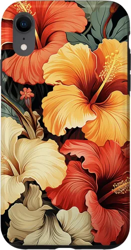 Vista 25 de Hawaiian Tropical Design Yellow Red Hibiscus Plumeria Case for iPhone 17