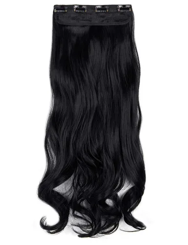Vista 4 de Extensiones de cabello ondulado, doble trama, 7 piezas con 16 clips, largo de 24 pulgadas