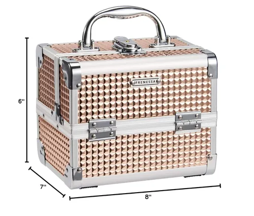 Vista 10 de FRENESSA Estuche de Maquillaje Tipo Maleta, Caja de Maquillaje Portátil con Espejo, Caja con Cerradura, Estuches de Maquillaje de Viaje Tipo Maleta