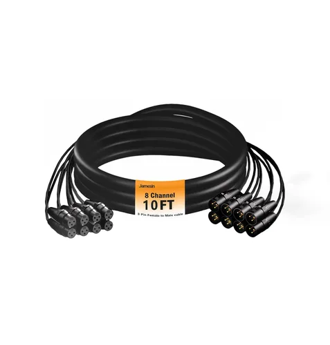 Vista 10 de Jamesin Cables XLR de 4 canales de 6 pies macho a hembra, cable de serpiente con etiqueta digital y cable de audio de micrófono codificado por