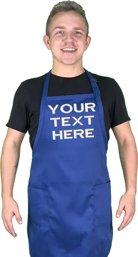 Vista 8 de Delantal de chef personalizado con diseño bordado, delantales personalizados para mujeres y hombres, delantal de chef de cocina con 2 bolsillos