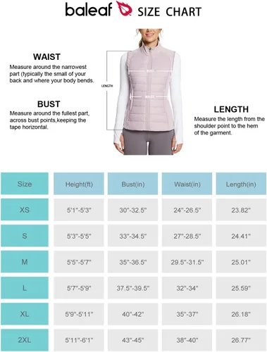 Vista 7 de BALEAF Chaleco ligero y cálido para mujer, para correr, invierno, híbrido, sin mangas, acolchado, resistente al agua