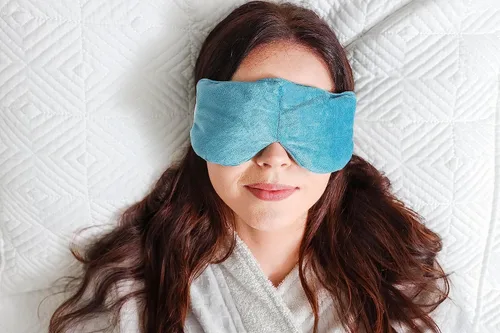 Vista 6 de Máscara térmica para ojos secos, compresa de ojos húmedos para microondas para alivio de orzos, almohadilla de compresión ocular cálida para ojeras